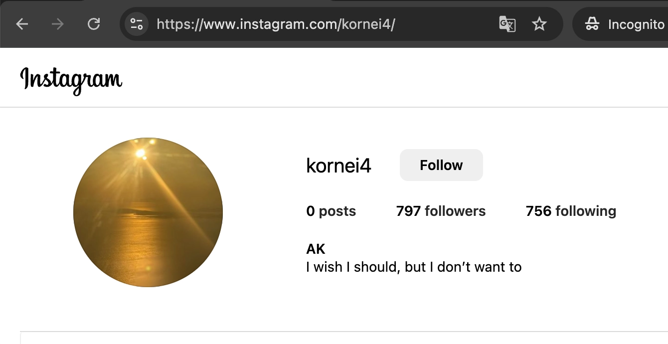 профиль instagram Корнеева Алексея очищен после публикации расследований Paycrime